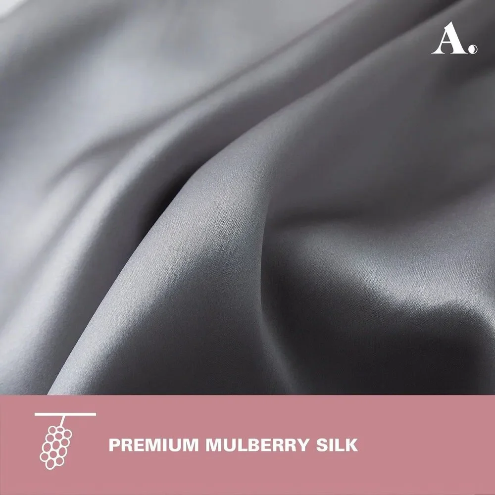 Silk Pillow Case Mulberry Silk Satin Pillow Sham Oeko-Tex Gray/Slvr Sz STD/Queen